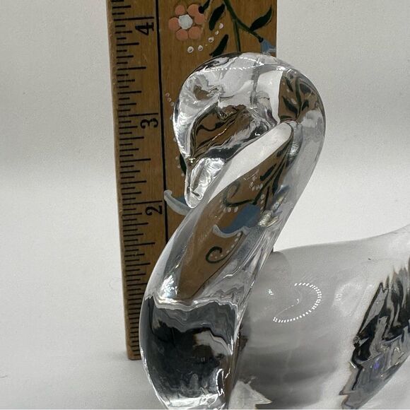 FM KONSTGLAS RONNEBY SWEDEN Vtg  Swan Paperweight Figure Art Glass 3.75” SIGNED - Picture 5 of 5